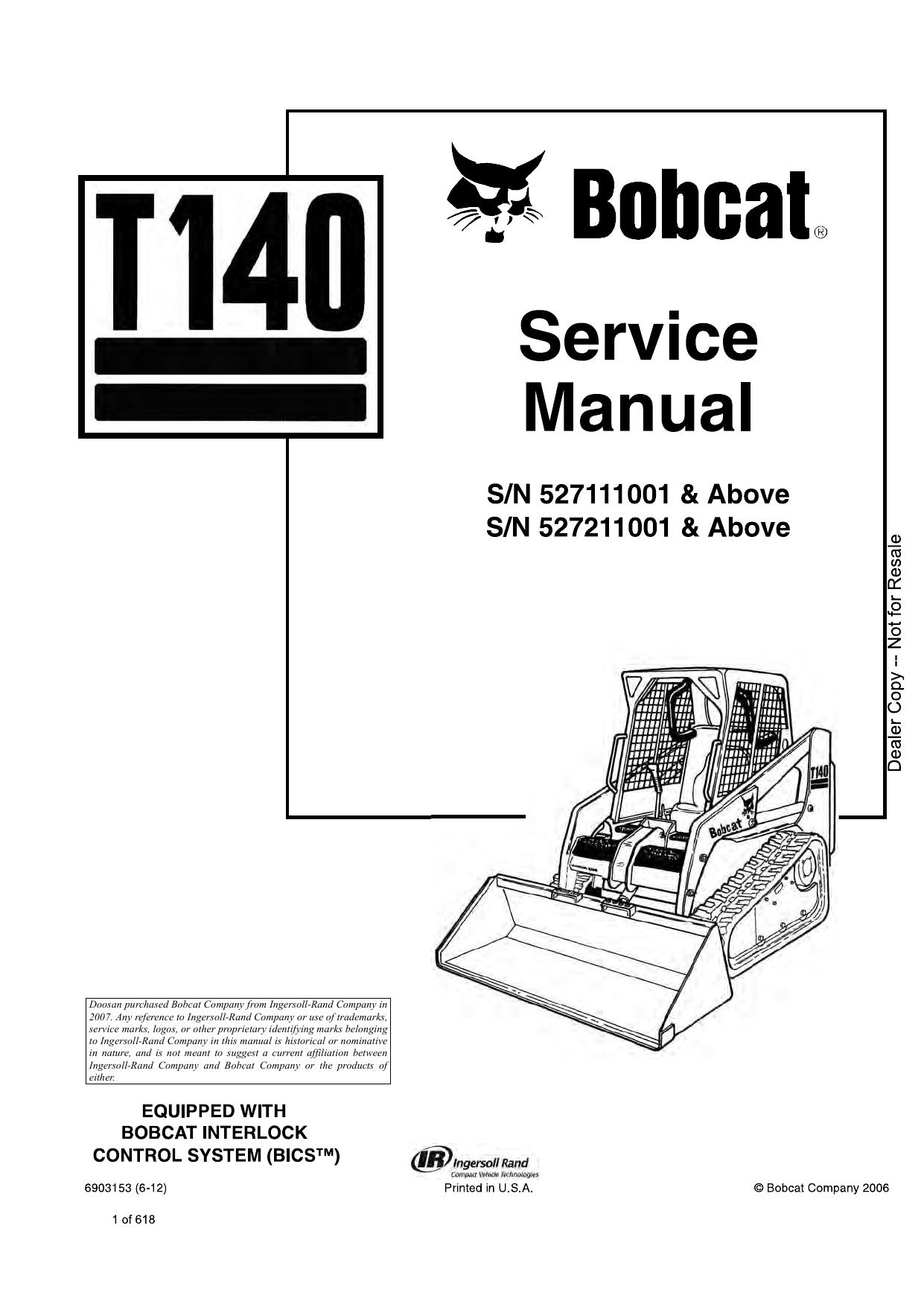 T140 Compact Track Loader Service Manual Bobcat